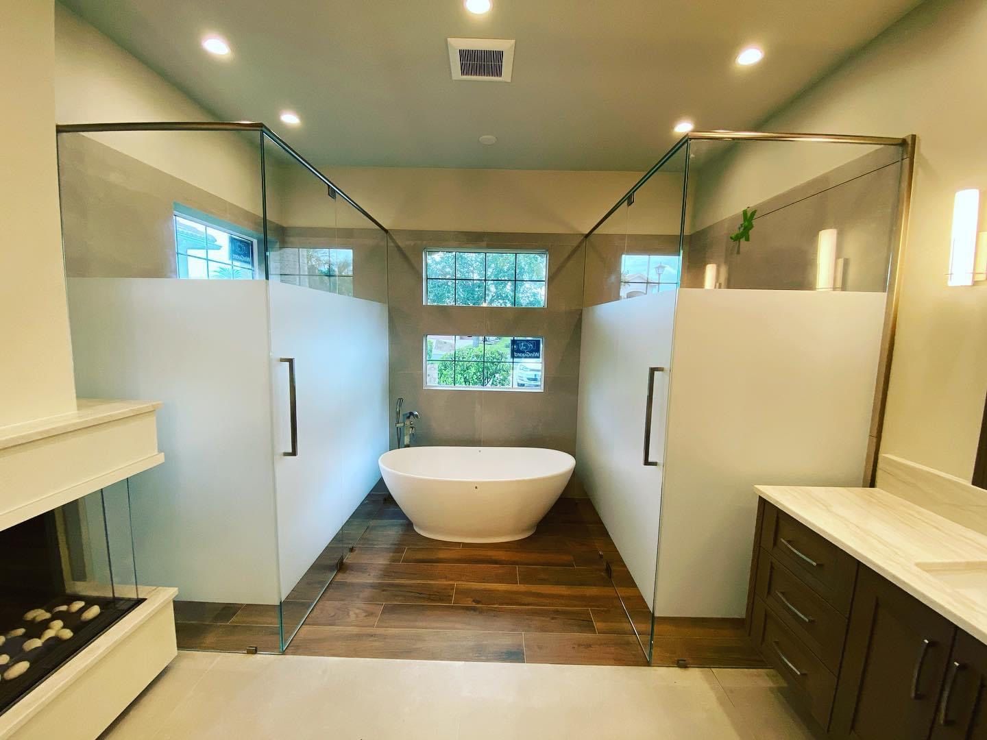 3-piece custom shower door
