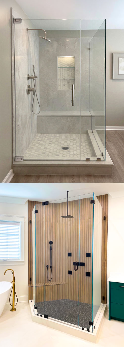 Frameless Ultra-Clear glass shower enclosure in a modern Florida bathroom